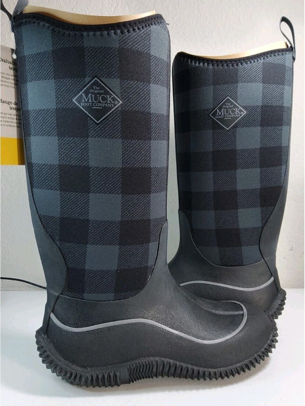 The Original Muck Boot Company Hale Gray Plaid Women's 6 Waterproof Neoprene